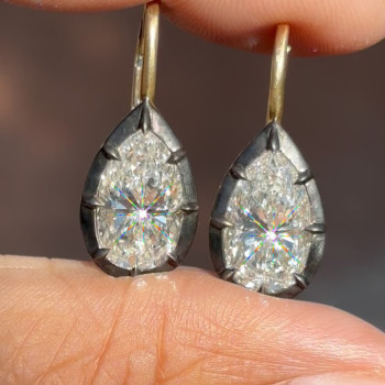 8ctw Pear Cut White Sapphire Vintage Drop Earrings
