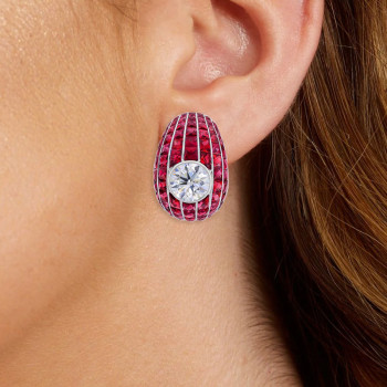 10ctw Invisibly Set Blue Sapphire Vintage Huggie Hoop Earrings
