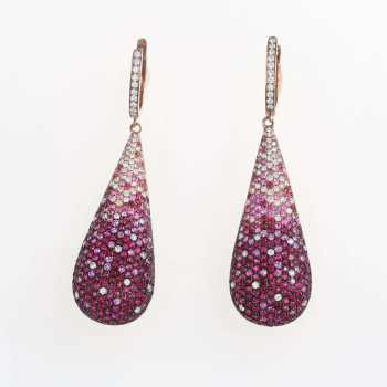16ctw Ruby Paved Waterdrop Dangle Earrings