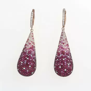 16ctw Ruby Paved Waterdrop Dangle Earrings