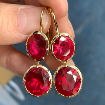 20ctw Oval Cut Ruby Vintage Drop Earrings