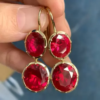 20ctw Oval Cut Ruby Vintage Drop Earrings