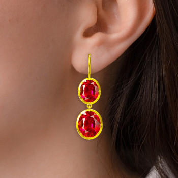 20ctw Oval Cut Ruby Vintage Drop Earrings