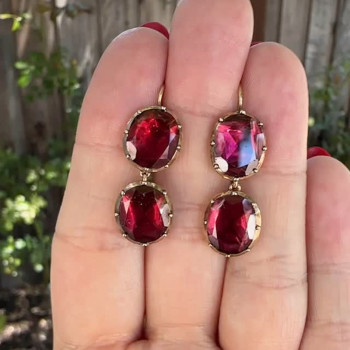 20ctw Oval Cut Ruby Vintage Drop Earrings