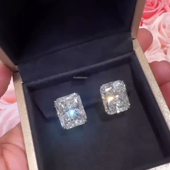 12ctw Radiant Cut White Sapphire Classic Stud Earrings