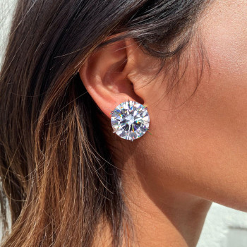 36ctw Huge Round Cut Classic Six-prong Stud Earrings