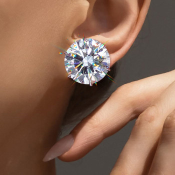 36ctw Huge Round Cut Classic Six-prong Stud Earrings
