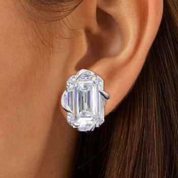 6ctw Emerald Cut White Sapphire Vintage Stud Earrings