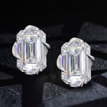 6ctw Emerald Cut White Sapphire Vintage Stud Earrings