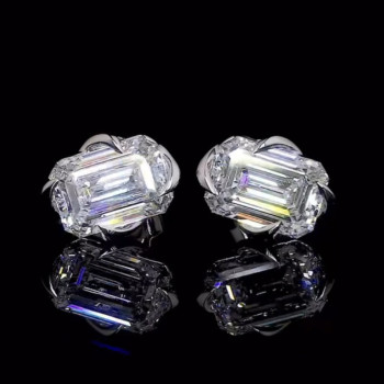 6ctw Emerald Cut White Sapphire Vintage Stud Earrings