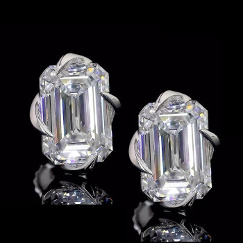 6ctw Emerald Cut White Sapphire Vintage Stud Earrings