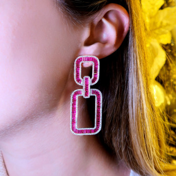 18ctw Baguette Cut Large Link Drop Earrings