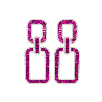 18ctw Baguette Cut Large Link Drop Earrings