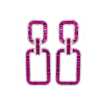 18ctw Baguette Cut Large Link Drop Earrings