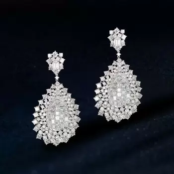 20ctw White Sapphire Clustered Vintage Drop Earrings