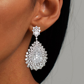 20ctw White Sapphire Clustered Vintage Drop Earrings