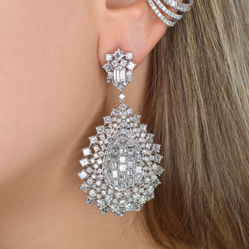 20ctw White Sapphire Clustered Vintage Drop Earrings