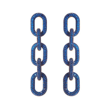18ctw Round Cut White Sapphire Paved Oval Link Earrings