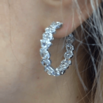 19.5ctw Pear Cut White Sapphire Hoop Earrings