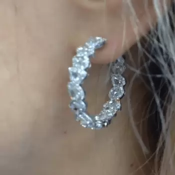 19.5ctw Pear Cut White Sapphire Hoop Earrings
