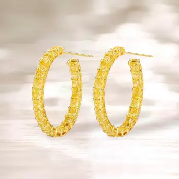 18ctw Cushion Cut Yellow Sapphire Hoop Earrings