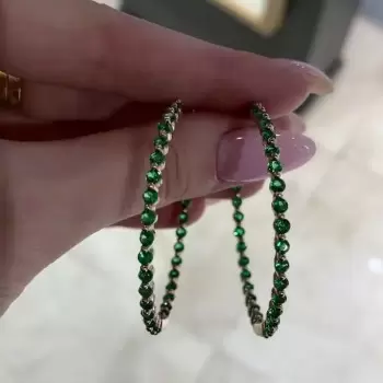 Round Cut Emerald Classic Hoop Earrings