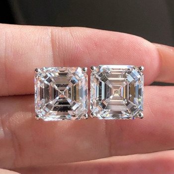 11ctw Asscher Cut White Sapphire Classic Stud Earrings