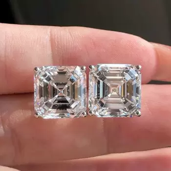 11ctw Asscher Cut White Sapphire Classic Stud Earrings