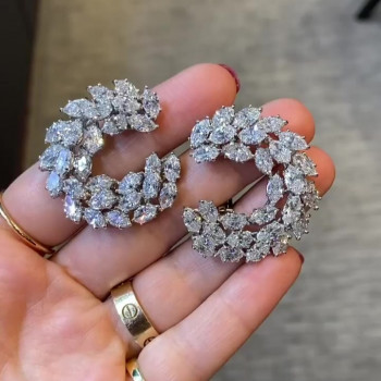7.85ct Marquise Cut White Sapphire Hoop Earrings