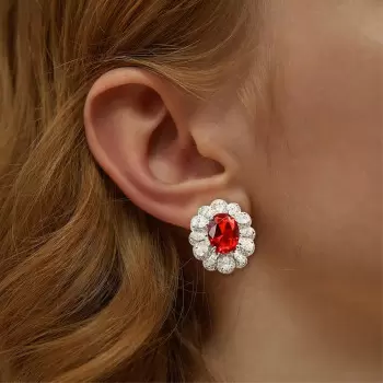 4.35ctw Oval Cut Ruby Stud Earrings
