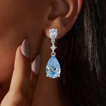 14ctw Pear Cut Aquamarine Classic Drop Earrings
