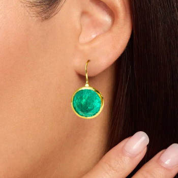 24ctw Round Cut Emerald Classic Drop Earrings