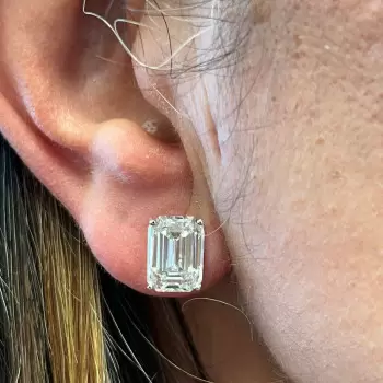 10ctw Emerald Cut White Sapphire Stud Earrings