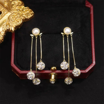 Fashion Pearl Drop Earrings in Sterling Silver