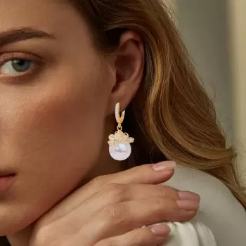12mm Pearl Cluster Flower Elegant Drop Earrings