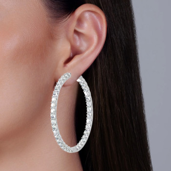 18ctw Round Cut White Sapphire Large Hoop Earrings