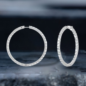 18ctw Round Cut White Sapphire Large Hoop Earrings