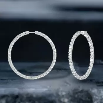18ctw Round Cut White Sapphire Large Hoop Earrings