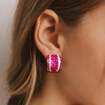 18.95ct Italian Style Oval Cut Ruby Sapphire Stud Earrings