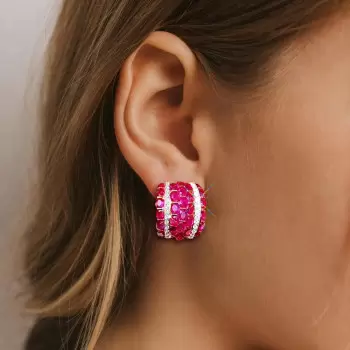 18.95ct Italian Style Oval Cut Ruby Sapphire Stud Earrings