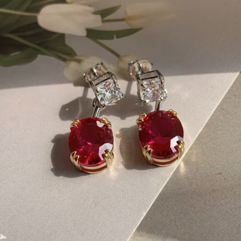 9ctw Oval Cut Ruby Classic Drop Earrings