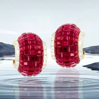 19.65ct Invisible Setting Ruby Half Hoop Earrings