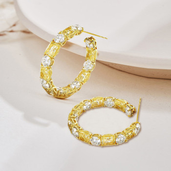 11ctw Radiant Cut Yellow Sapphire Hoop Earrings