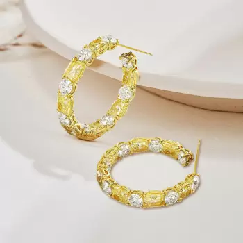 11ctw Radiant Cut Yellow Sapphire Hoop Earrings