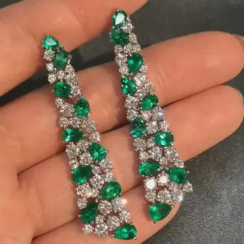 7.1ctw Emerald and White Sapphire Statement Earrings