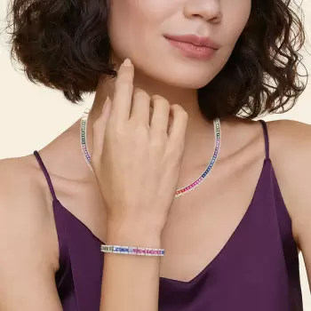 Rainbow Sapphire Yellow Gold Tone Three-piece Jewelry Set