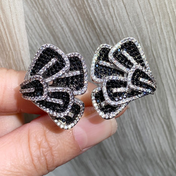 Butterfly Inspired Black Sapphire Statement Flower Earrings