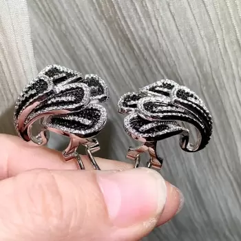 Butterfly Inspired Black Sapphire Statement Flower Earrings