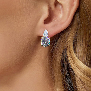 4.2CTW Round Cut White Sapphire Stud Earrings