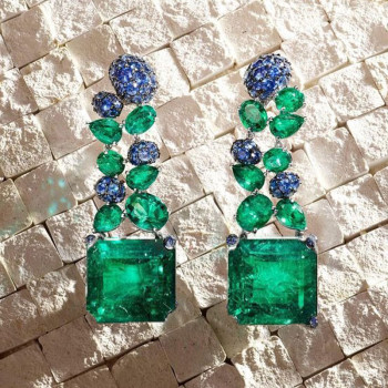11.2ctw Asscher Cut Emerald Statement Earrings
